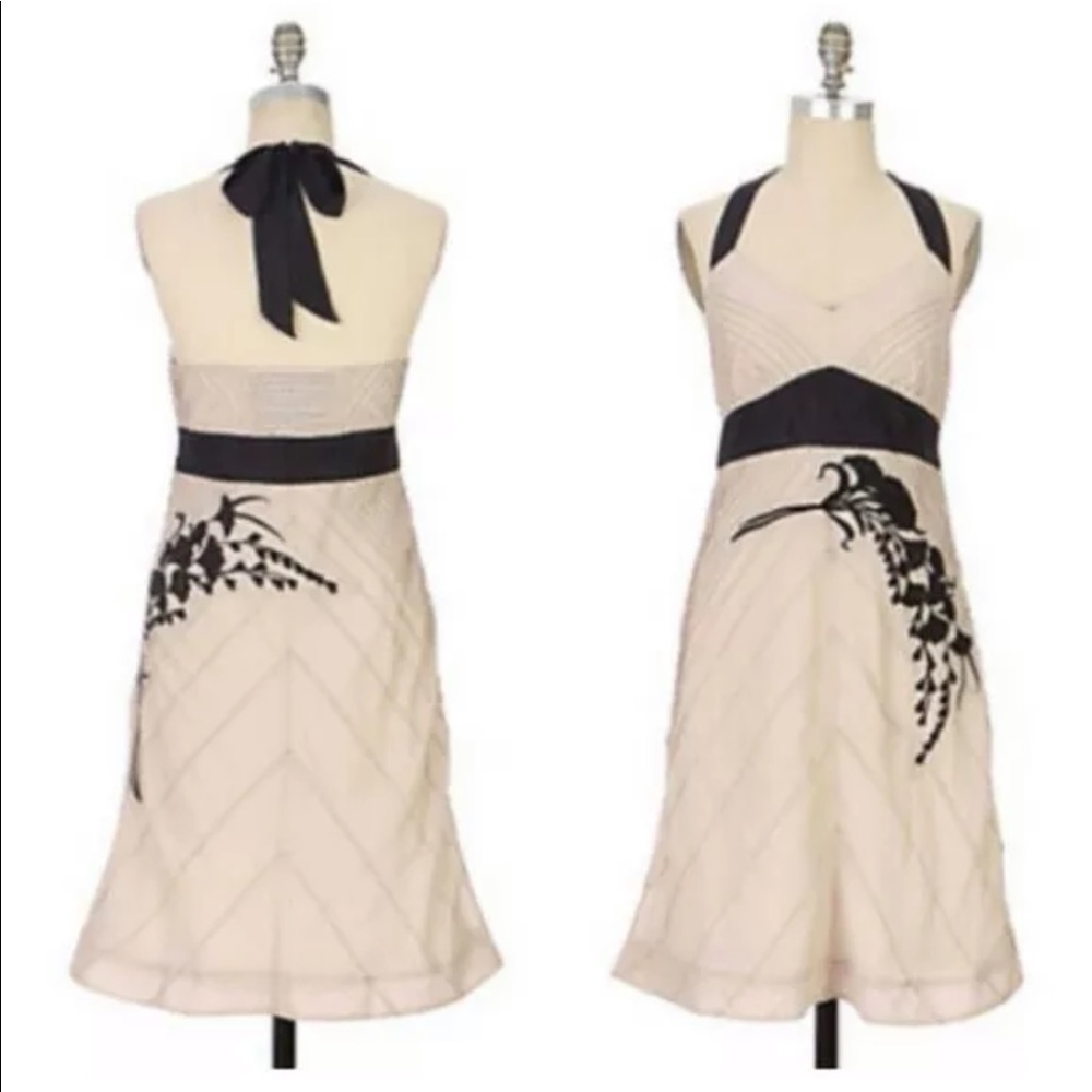 🆕 ANTHROPOLOGIE Embroidered Tan/BLK Floral 6